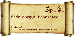 Széphegyi Henrietta névjegykártya